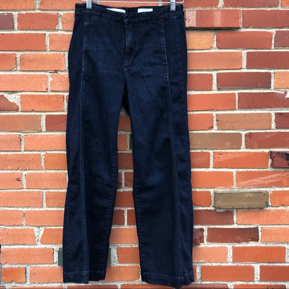 Anthropologie dark wash wide leg trousers